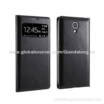 Flip PU Leather Mobile Phone Cases for Samsung Galaxy S4 with View Window, Sleep/Wake Function